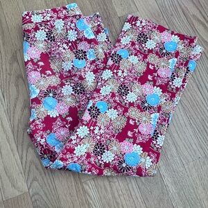 Ladies Size 4 Wild 5/48 Red Floral Pants GUC
